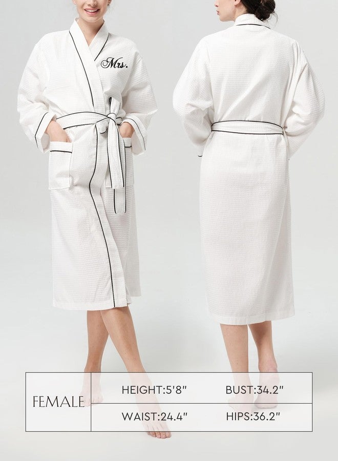 AW BRIDAL Wedding Gifts for Couple Newlyweds, Anniversary Mr and Mrs Waffle Knit Robe Sets for Enagagement Bridal Shower, Monogrammed White Matching Robes for Couples, Bride and Groom, Wifey and Hubby - Image 5